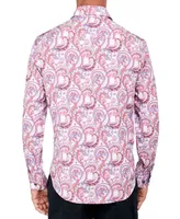 Society of Threads Men's Regular-Fit Non-Iron Performance Stretch Paisley-Print Button-Down Shirt