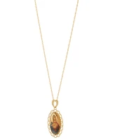 Virgin Mary Medallion & Prayer 18" Pendant Necklace in 10k Gold