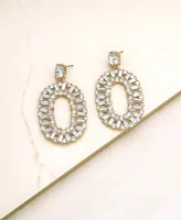 Ettika Sparkle Oval Dangle Earrings in 18K Gold Plating