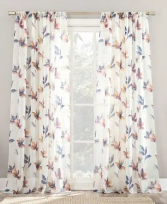 No. 918 Ellie Floral Print Sheer Rod Pocket Curtain Panel Collection