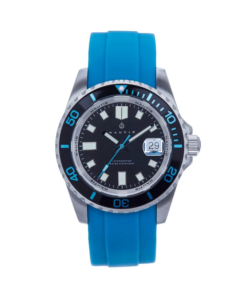 Nautis Men Interceptor Rubber Watch - Light Blue, 43mm