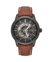 Heritor Automatic Men Davies Leather Watch - Black/Brown, 44mm