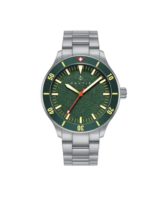 Nautis Men Deacon Stainless Steel Watch - Silver/Green, 43mm