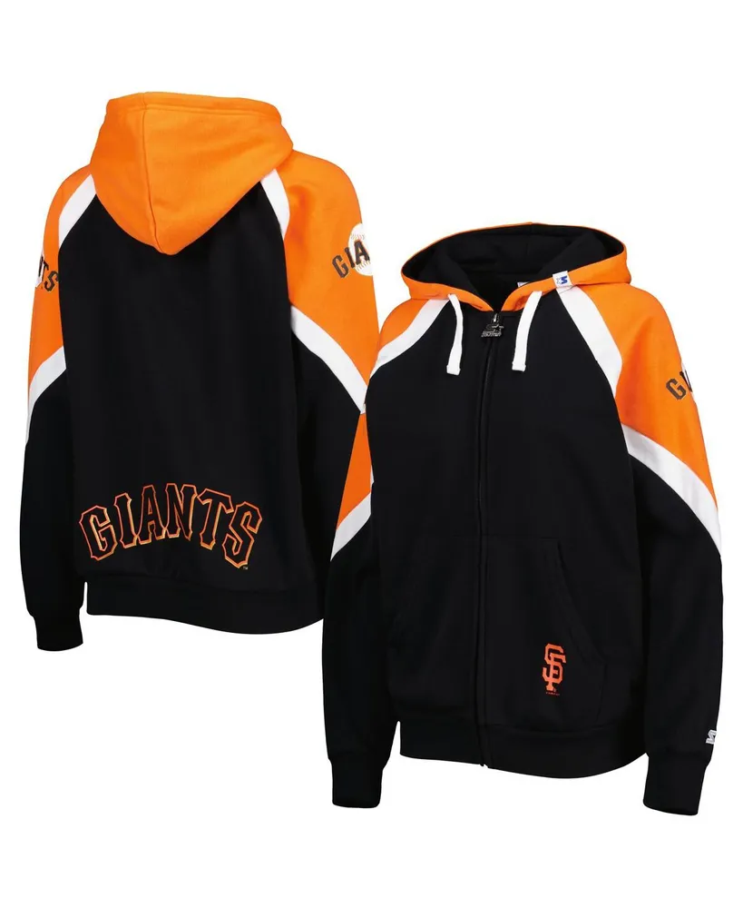 Women's Starter Black, Orange San Francisco Giants Hail Mary Full-Zip Hoodie