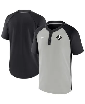 Men's Nike Black, Silver Chicago White Sox City Plate Performance Henley Raglan T-shirt