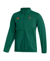 Men's adidas Green Miami Hurricanes Aeroready Half-Zip Jacket