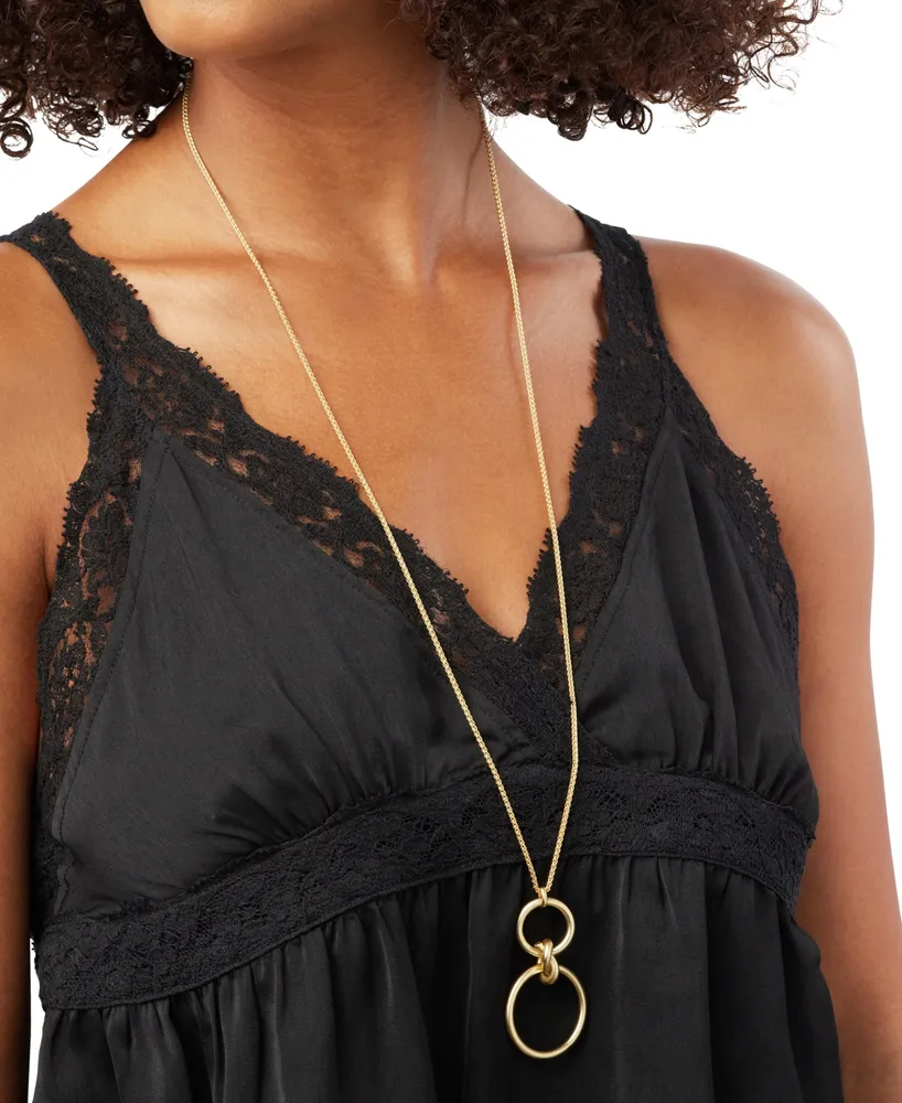 Lucky Brand Gold-Tone Knotted Double Loop 33" Long Pendant Necklace
