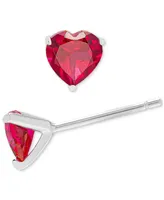 3-Pc. Set Lab-Grown Red Spinel Graduated Heart Stud Earrings (1-3/8 ct. t.w.) in Sterling Silver