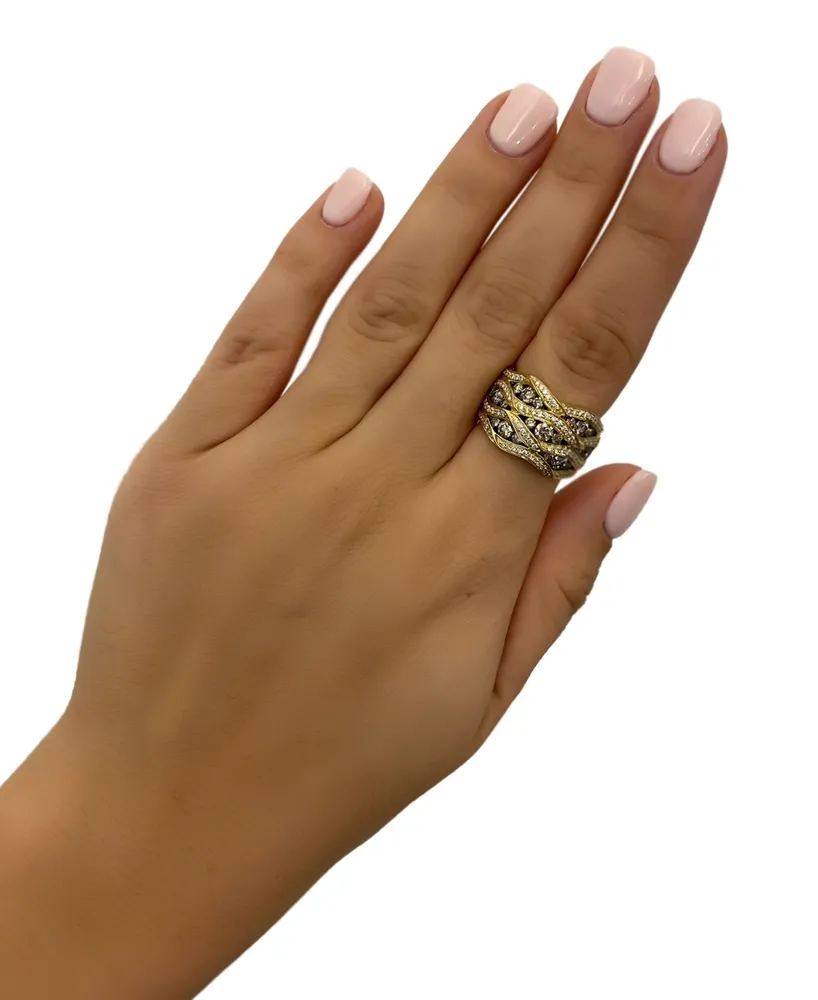 Le Vian Chocolatier Chocolate Diamond (1-1/3 ct. t.w.) & Vanilla Diamond (1/2 ct. t.w.) Wavy Statement Ring in 14k Gold