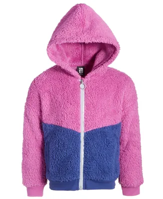 Id Ideology Toddler & Little Girls Colorblocked Faux-Sherpa Hooded Jacket