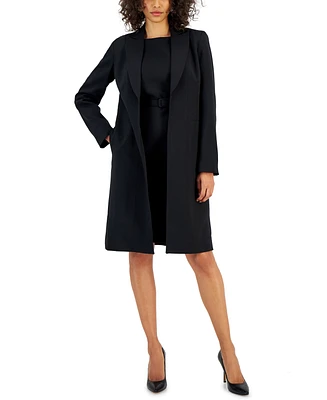 Nipon Boutique Women's Longline Jacket Topper & Belted Sleeveless Sheath Dress