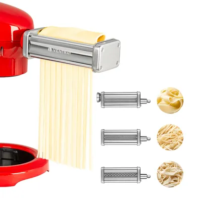 Pasta Roller, Spaghetti Cutter and Fettuccine Cutter Attachments 3 Piece Set