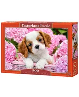 Castorland Pup in Pink Flowers Jigsaw Puzzle Set, 500 Piece