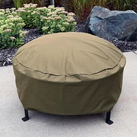 Round Outdoor Fire Pit Cover - Heavy-Duty 300D Polyester and Pvc with Drawstring Closure - Khaki