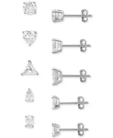 Giani Bernini 5-Pc. Set Cubic Zirconia Solitaire Multi-Cut Stud Earrings in Sterling Silver, Created for Macy's