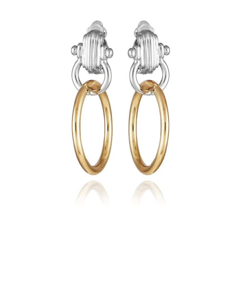 Vince Camuto Two-Tone Double Hoop Dangle Drop Earrings