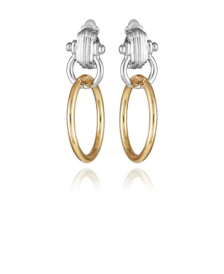 Vince Camuto Two-Tone Double Hoop Dangle Drop Earrings