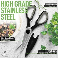Zulay Kitchen Ultra Sharp Stainless Steel Kitchen Shears With Protective Cover