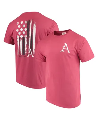 Men's Cardinal Arkansas Razorbacks Baseball Flag Comfort Colors T-shirt
