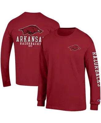 Men's Champion Cardinal Arkansas Razorbacks Team Stack Long Sleeve T-shirt