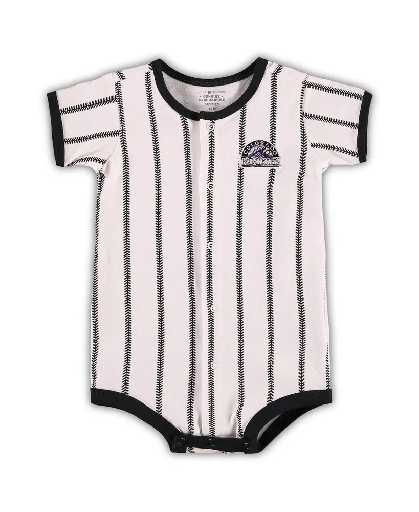 Infant Boys and Girls White Colorado Rockies Pinstripe Power Hitter Coverall