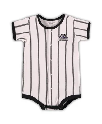 Infant Boys and Girls White Colorado Rockies Pinstripe Power Hitter Coverall