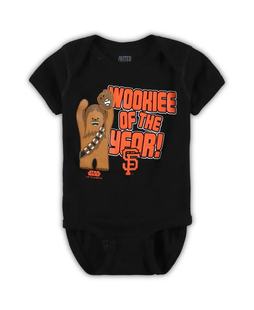 Newborn and Infant Boys and Girls Black San Francisco Giants Star Wars Wookie of the Year Bodysuit