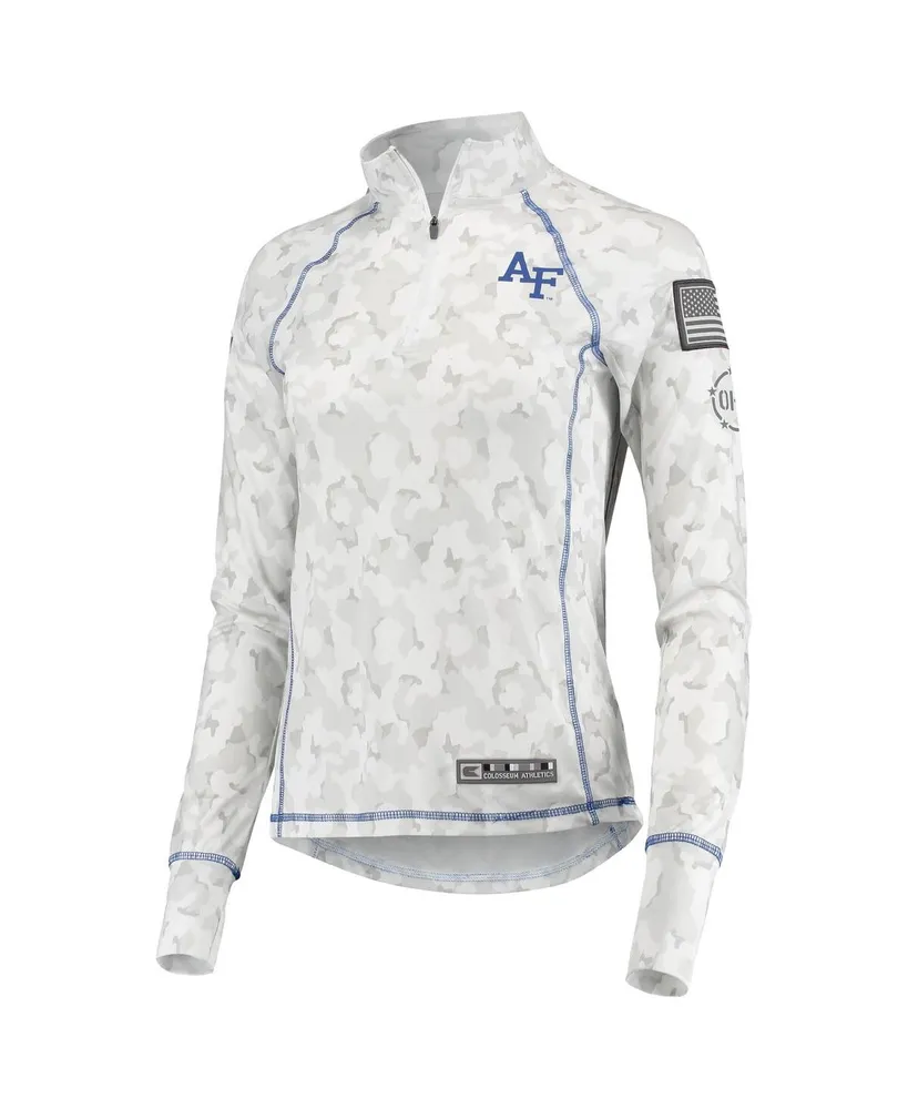 Women's Colosseum White Air Force Falcons Oht Military-Inspired Appreciation Officer Arctic Camo 1/4-Zip Jacket