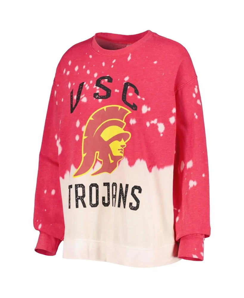 Women's Gameday Couture Cardinal Usc Trojans Twice As Nice Faded Dip-Dye Pullover Sweatshirt