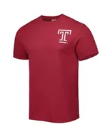 Men's Red Temple Owls Landscape Shield T-shirt