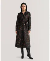 LILYSILK Women's Louisville Print Silk Trench Dress