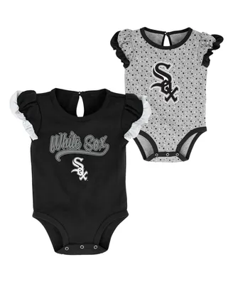 Newborn and Infant Boys Girls Black Heathered Gray Chicago White Sox Scream Shout Two-Pack Bodysuit Set