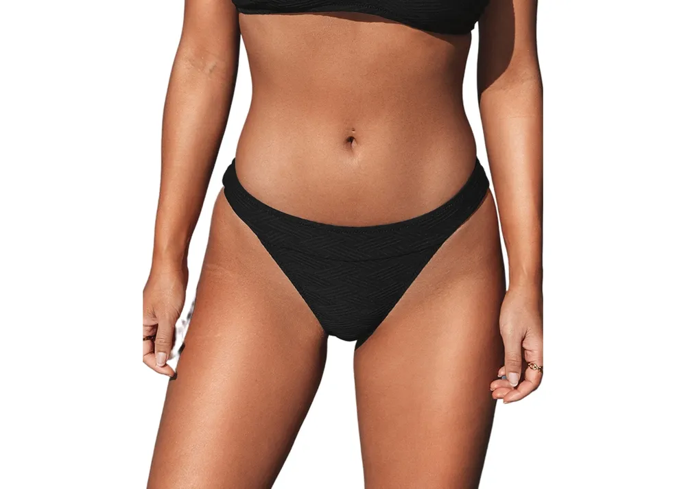  CUPSHE Bikini Bottom for Women Swimsuit Ribbed Low Waisted Mid  Cut Cheeky Bathing Suit XS, Black : Clothing, Shoes & Jewelry