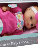 Baby's First by Nemcor Goldberger Doll 11" Classic Softina with Pink Foral Jumper Headband