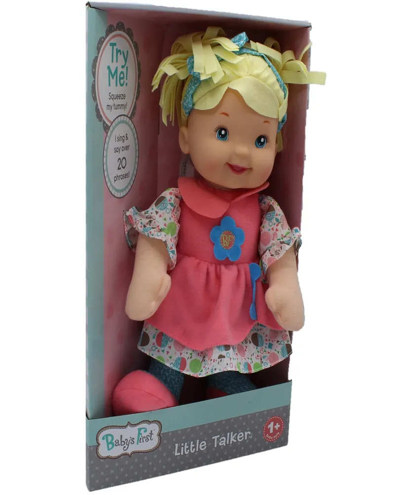 Baby's First by Nemcor Goldberger Doll 15" Little Talker Doll Blonde with Coral Dress