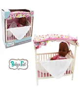 Baby's First by Nemcor Goldberger Doll Canopy Crib With 9" Doll African-American