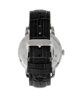 Reign Men Belfour Leather Watch - Silver/Black, 44mm