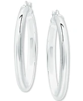 Giani Bernini Sterling Silver Round Polished Hoop Earrings in Sterling Silver, 3/4", Created for Macy's