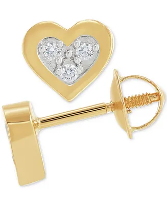 Children's Diamond Accent Heart Stud Earrings in 14k Gold