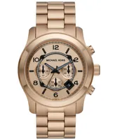 Michael Kors Unisex Runway Quartz Chronograph Beige Gold-Tone Stainless Steel Watch 45mm