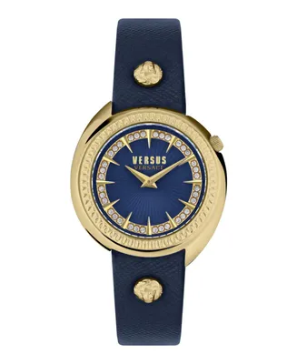 Versus Versace Women's Tortona Crystal 2 Hand Quartz Genuine Leather Watch