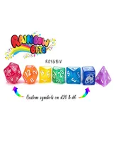 Gatekeeper Games Mighty Tiny Dice Rainbow Bits 7 Piece Rpg Dice, 12Mm Resin Dice, Roleplaying, Custom Logos On D20 And D6, Rainbow of Color in Every S