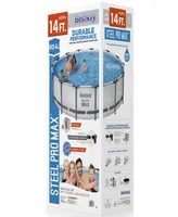 Steel Pro Bestway 14' x 42" Above Ground Pool Set 3440 Gallon, Outdoor Family Pool, Corrosion Puncture Resistant, Filter, Pump, Ladder Cover