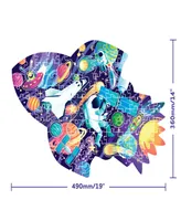 Jr. Jigsaw 100-Piece Jigsaw Puzzle Cosmic Space Mission Shiny Shaped Puzzle Coloring Book 19.3" x 114.2" Spaced Themed Jigsaw
