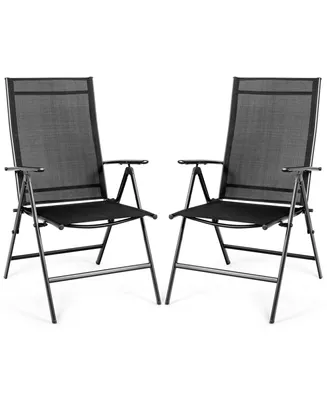 Set of 2 Patio Folding Chair Recliner Adjustable