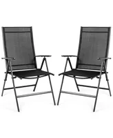 Set of 2 Patio Folding Chair Recliner Adjustable