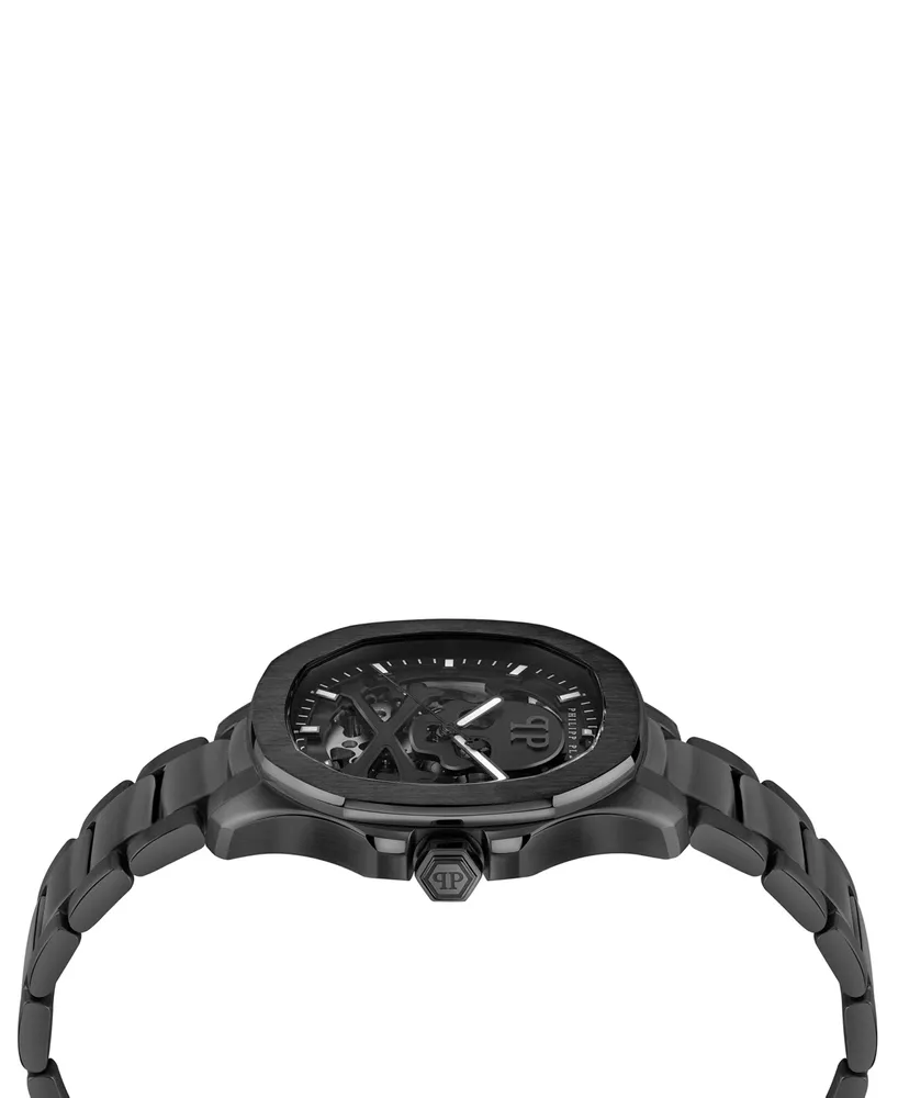 Philipp Plein Men's Automatic Skeleton Spectre Black Ion-Plated Bracelet Watch 42mm
