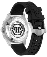 Philipp Plein Men's Automatic Skeleton Spectre Black Silicone Strap Watch 42mm