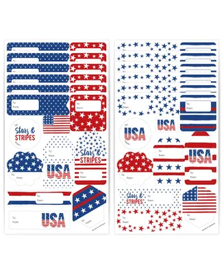 Stars & Stripes Patriotic Party Gift To & From Stickers 12 Sheets 120 Stickers - Assorted Pre