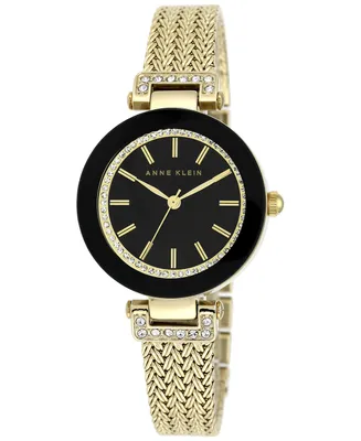 Anne Klein Women's Gold-Tone Stainless Steel Mesh Bracelet Watch 30mm Ak-1906BKGB